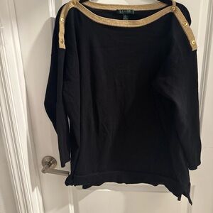 Ralph Lauren Black Sweater with Gold Trim